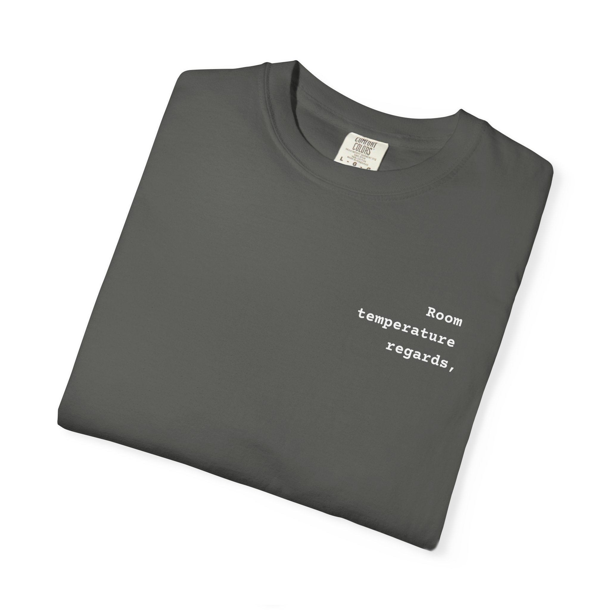 Room Temperature Sign Off E-mail T-Shirt | Text Chest Print | Heavyweight Tee | Corporate Life