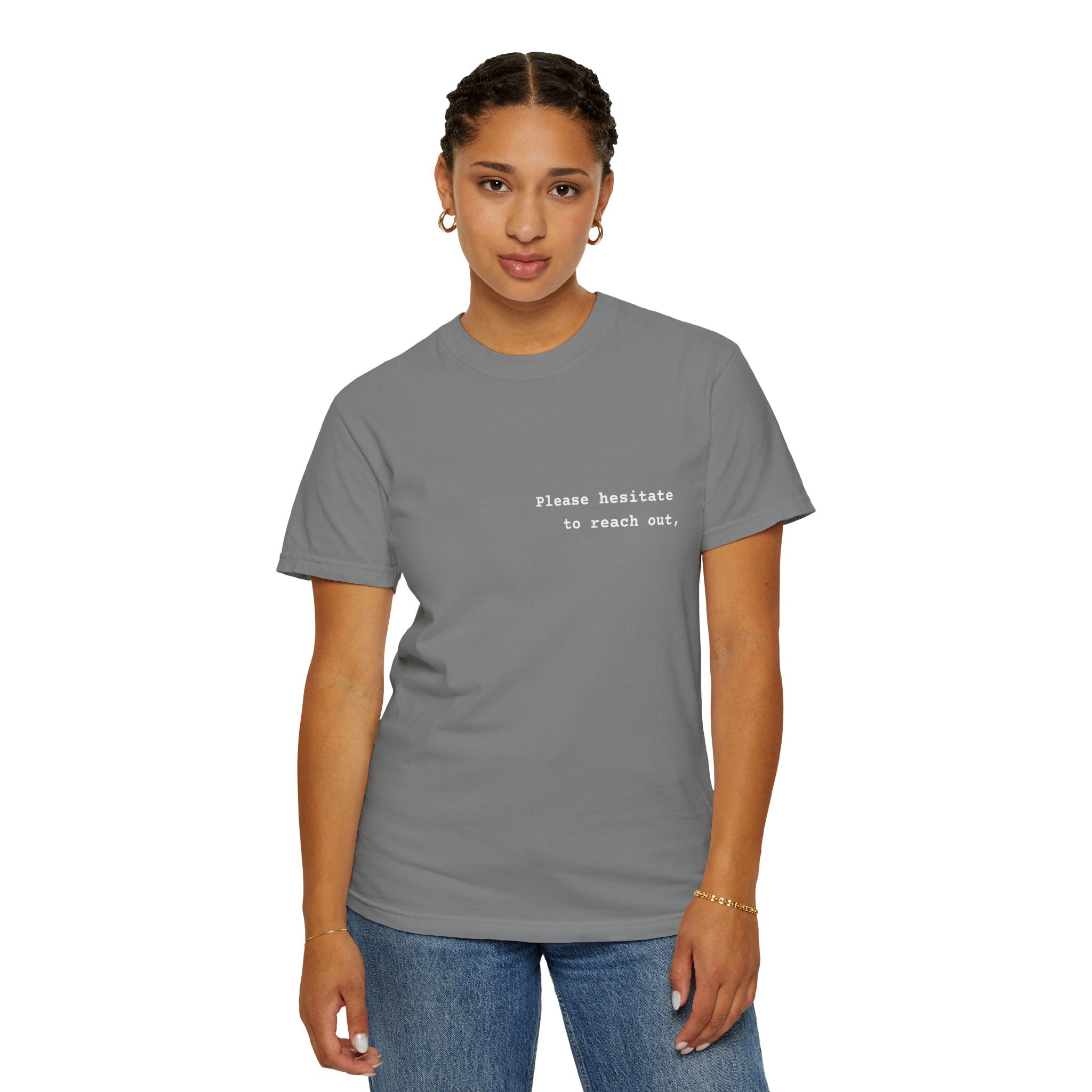 "Please hesitate" T-Shirt | Text Chest Print | Heavyweight Tee | Corporate Life