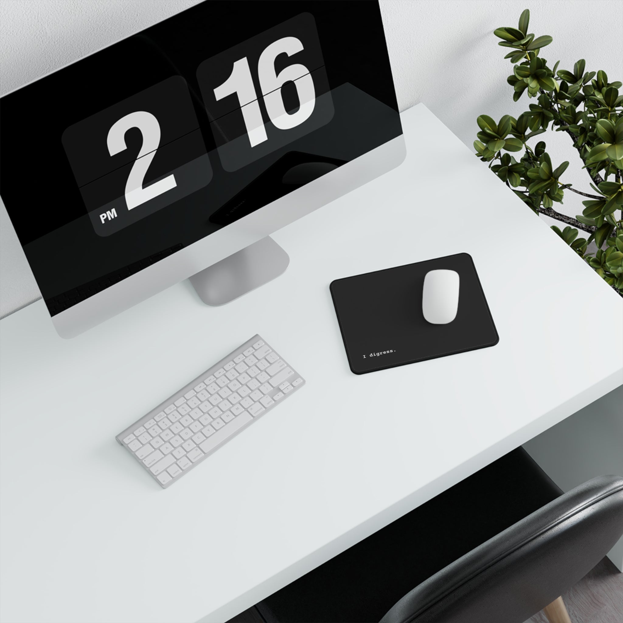 Non-Slip Corporate Mouse Pad — Minimal Black Design with funny "I digress," Text