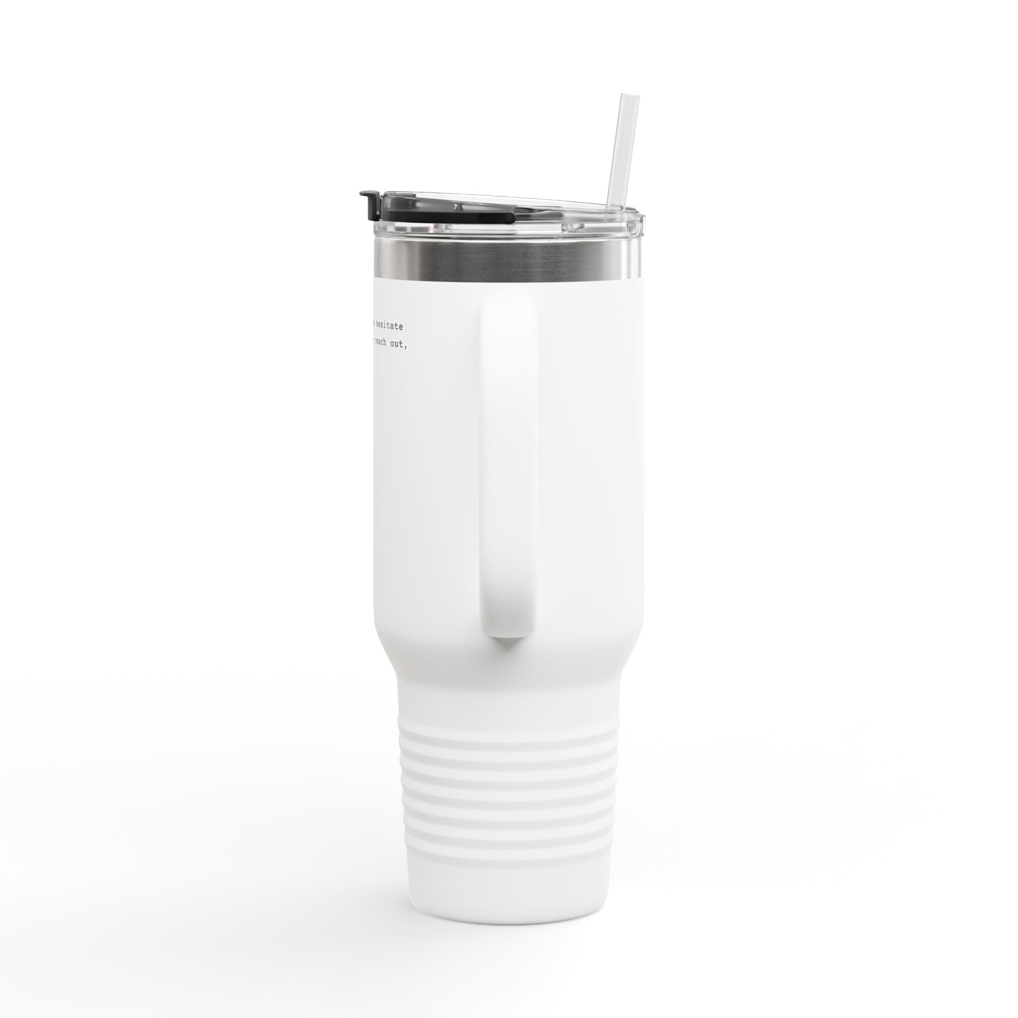 40oz Insulated Corporate Travel Mug — Minimalist "Please hesitate to reach out" Tumbler