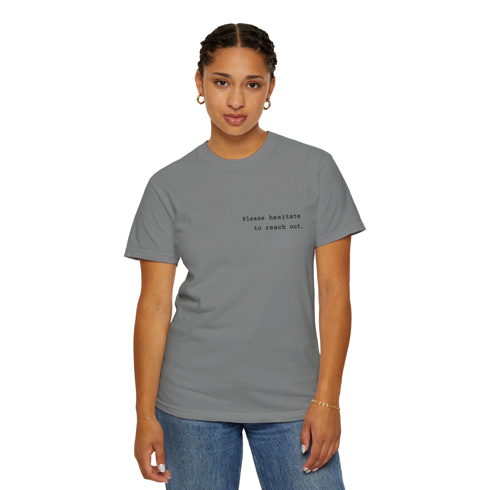 "Please hesitate" T-Shirt | Text Chest Print | Heavyweight Tee | Corporate Life