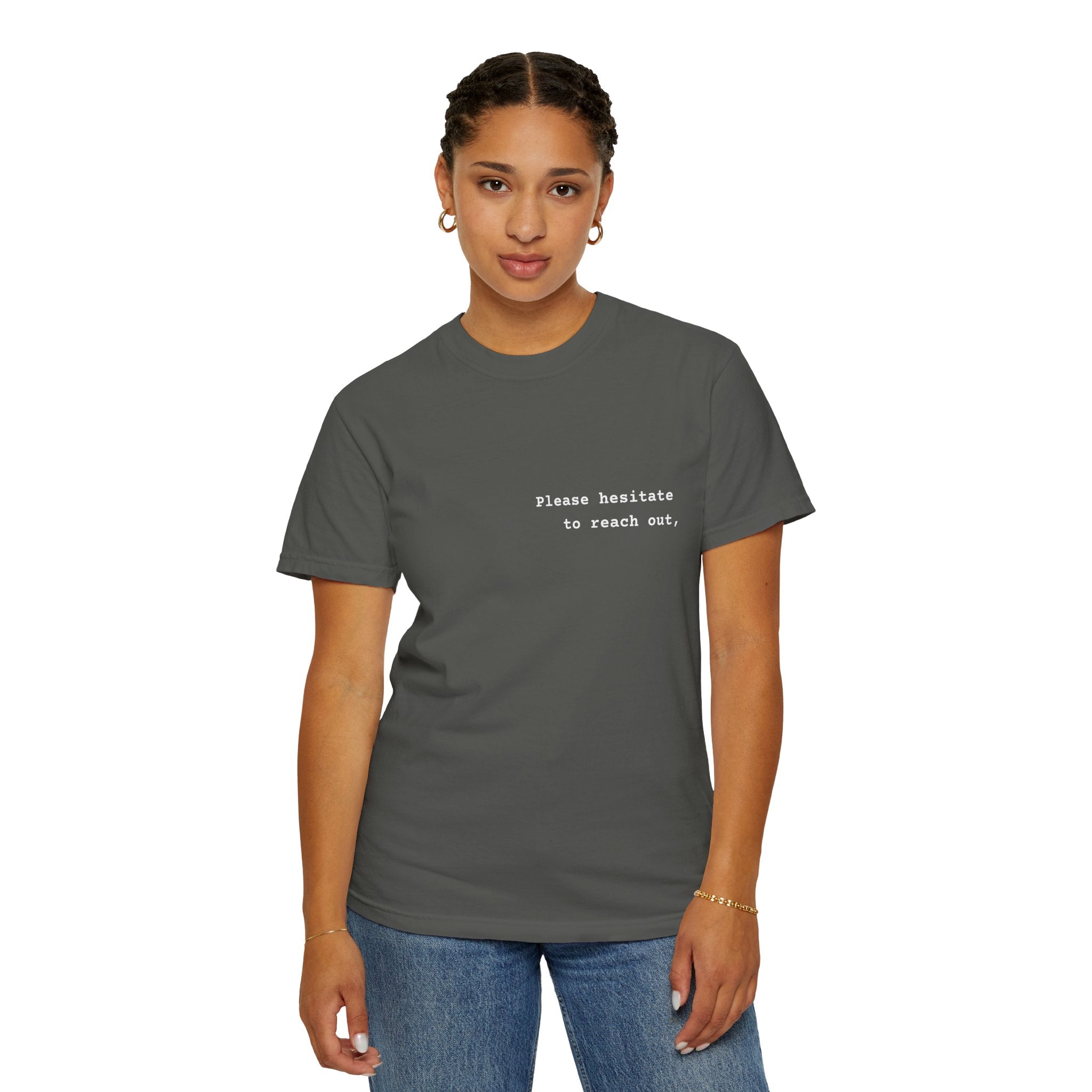 "Please hesitate" T-Shirt | Text Chest Print | Heavyweight Tee | Corporate Life
