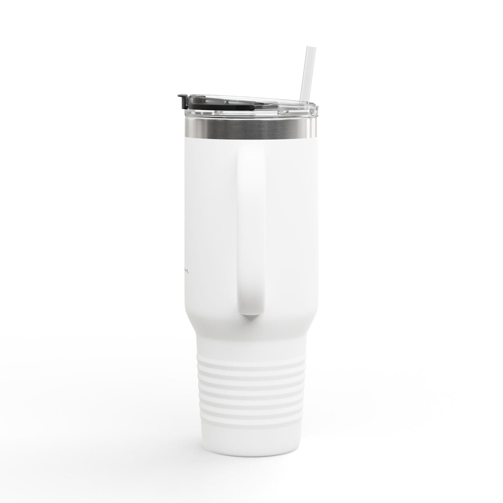 40oz Insulated Corporate Travel Mug — Minimalist "Sincerely confused" Tumbler