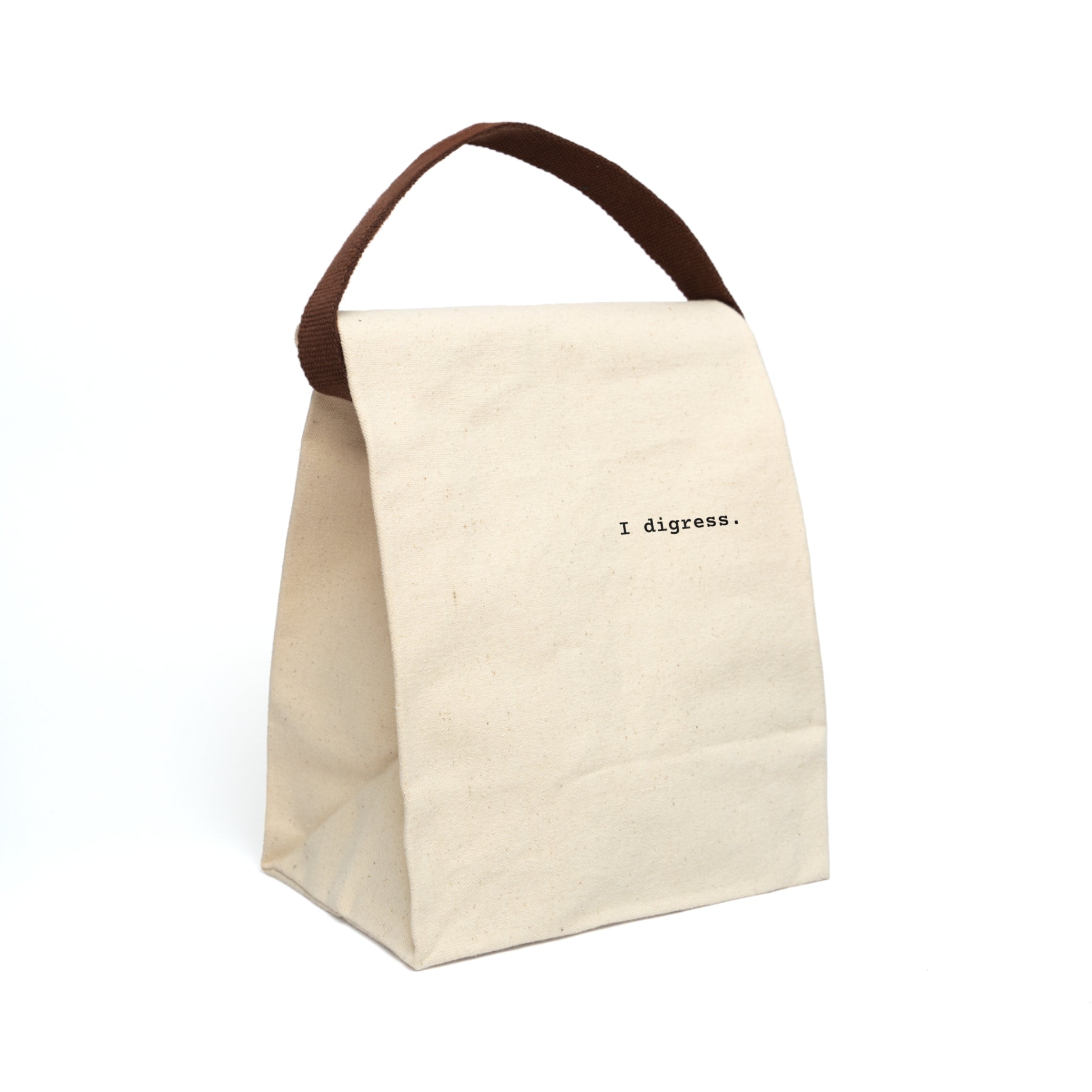 Corporate Lunch Bag — "I digress." Minimalist Lunch Tote with Strap